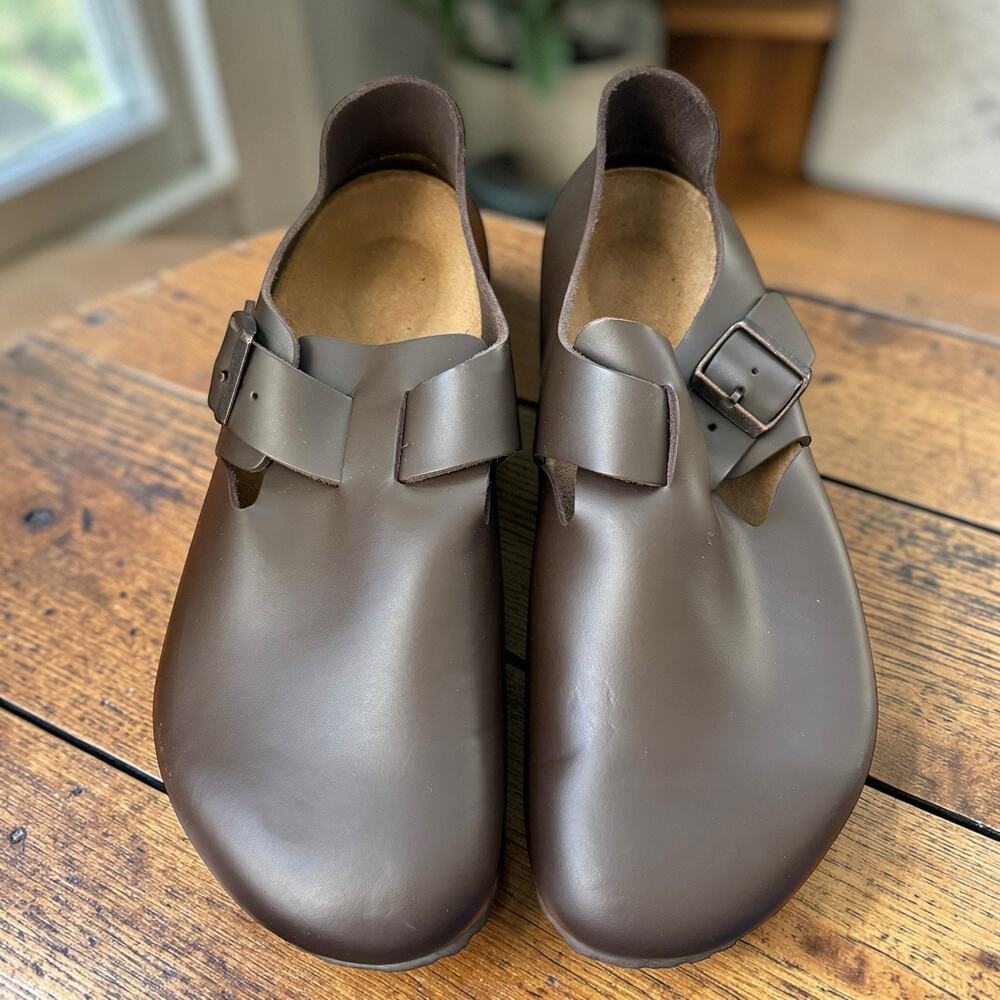 Birkenstock London Oiled Brown Clogs Buckle Mens Size EU 45 US 12